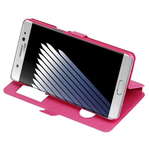 For Galaxy Note 7 / N930 Silk Texture Horizontal Flip Solid Color Leather Case with Call Display ID & Holder