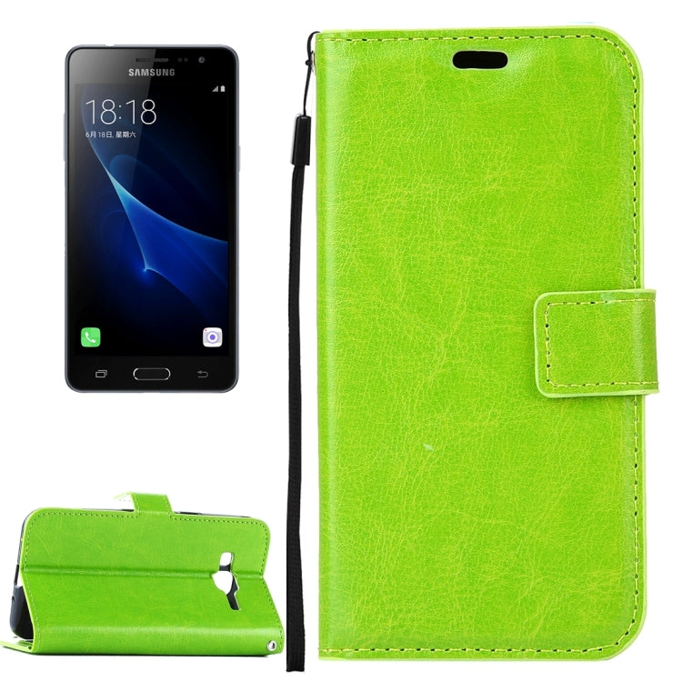 For Galaxy J3 (2017) / J327 Crazy Horse Texture Horizontal Flip PU Leather Case with Holder & Card Slots & Wallet & Photo Frame & Lanyard & Magnetic Buckle
