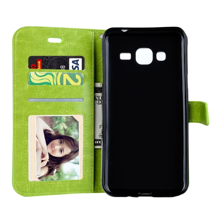 For Galaxy J3 (2017) / J327 Crazy Horse Texture Horizontal Flip PU Leather Case with Holder & Card Slots & Wallet & Photo Frame & Lanyard & Magnetic Buckle