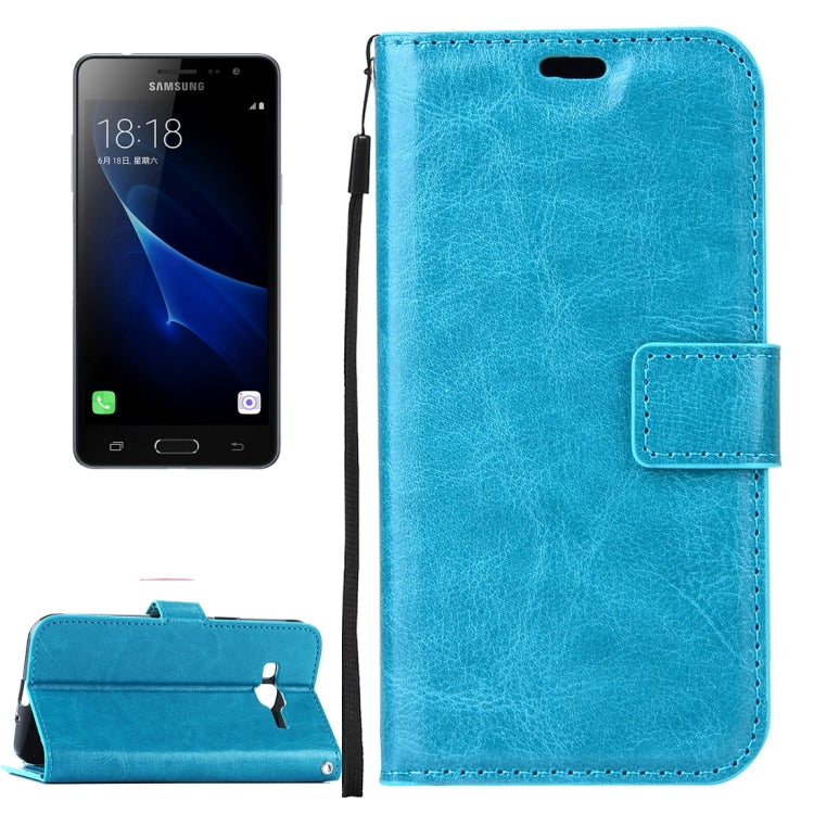 For Galaxy J3 (2017) / J327 Crazy Horse Texture Horizontal Flip PU Leather Case with Holder & Card Slots & Wallet & Photo Frame & Lanyard & Magnetic Buckle