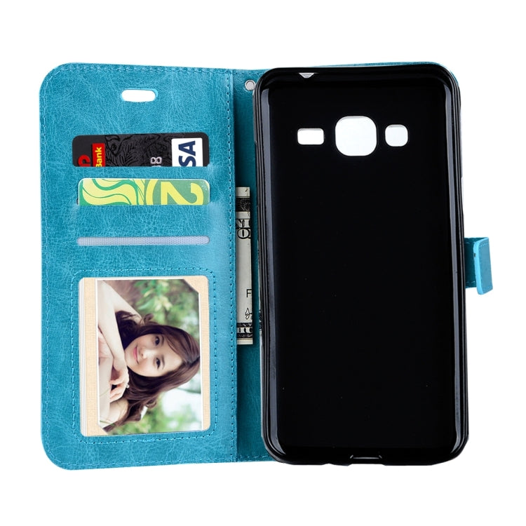 For Galaxy J3 (2017) / J327 Crazy Horse Texture Horizontal Flip PU Leather Case with Holder & Card Slots & Wallet & Photo Frame & Lanyard & Magnetic Buckle