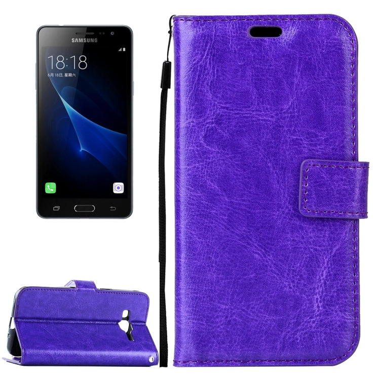 For Galaxy J3 (2017) / J327 Crazy Horse Texture Horizontal Flip PU Leather Case with Holder & Card Slots & Wallet & Photo Frame & Lanyard & Magnetic Buckle
