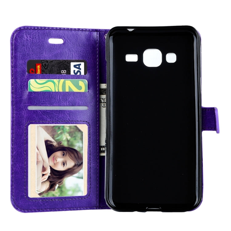 For Galaxy J3 (2017) / J327 Crazy Horse Texture Horizontal Flip PU Leather Case with Holder & Card Slots & Wallet & Photo Frame & Lanyard & Magnetic Buckle