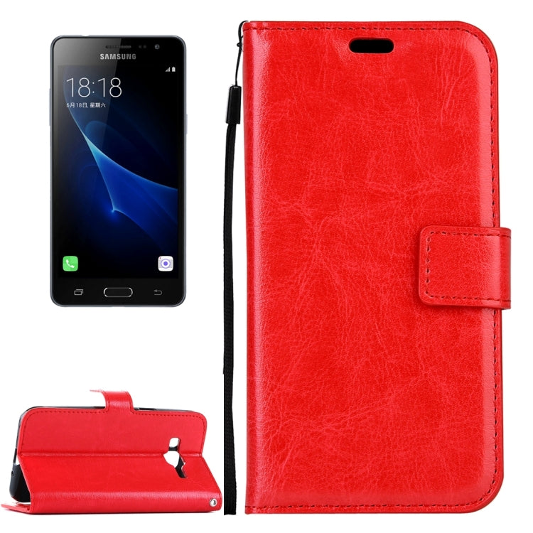 For Galaxy J3 (2017) / J327 Crazy Horse Texture Horizontal Flip PU Leather Case with Holder & Card Slots & Wallet & Photo Frame & Lanyard & Magnetic Buckle