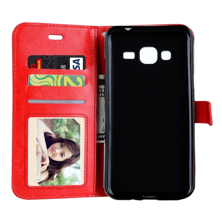 For Galaxy J3 (2017) / J327 Crazy Horse Texture Horizontal Flip PU Leather Case with Holder & Card Slots & Wallet & Photo Frame & Lanyard & Magnetic Buckle