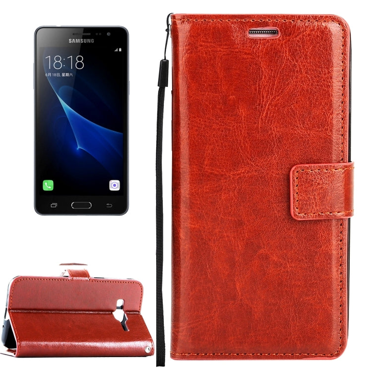 For Galaxy J3 (2017) / J327 Crazy Horse Texture Horizontal Flip PU Leather Case with Holder & Card Slots & Wallet & Photo Frame & Lanyard & Magnetic Buckle