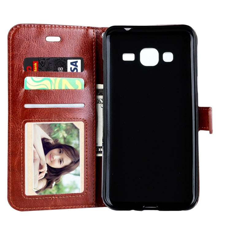 For Galaxy J3 (2017) / J327 Crazy Horse Texture Horizontal Flip PU Leather Case with Holder & Card Slots & Wallet & Photo Frame & Lanyard & Magnetic Buckle