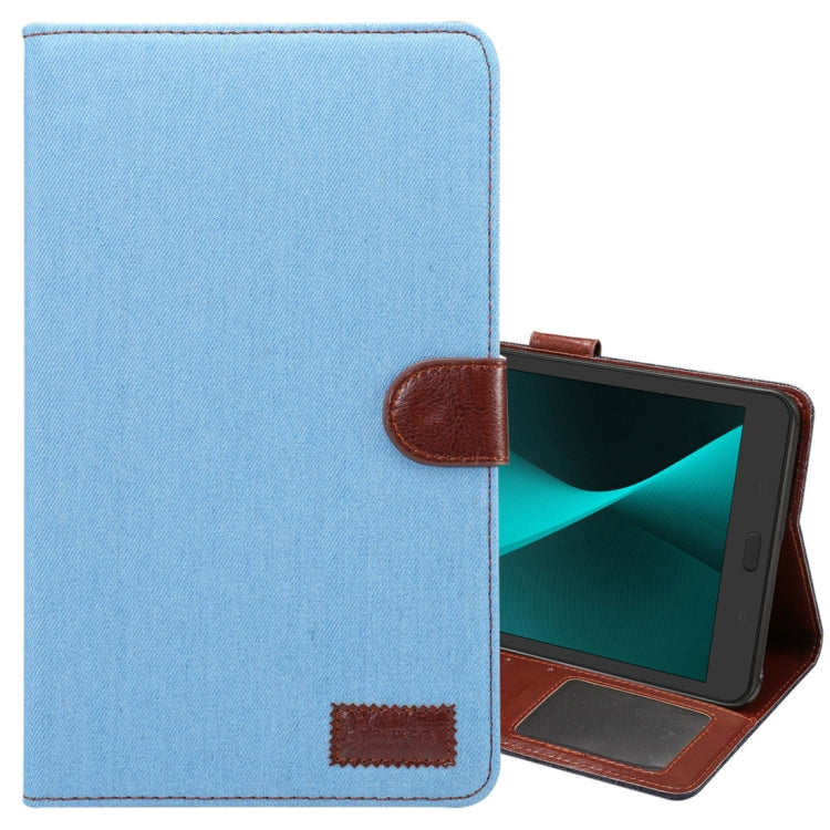 For Galaxy Tab A 8.0 (2017) / T380 / T385 Denim Texture PU Leather Case with Holder & Card Slots & Wallet(Baby Blue)