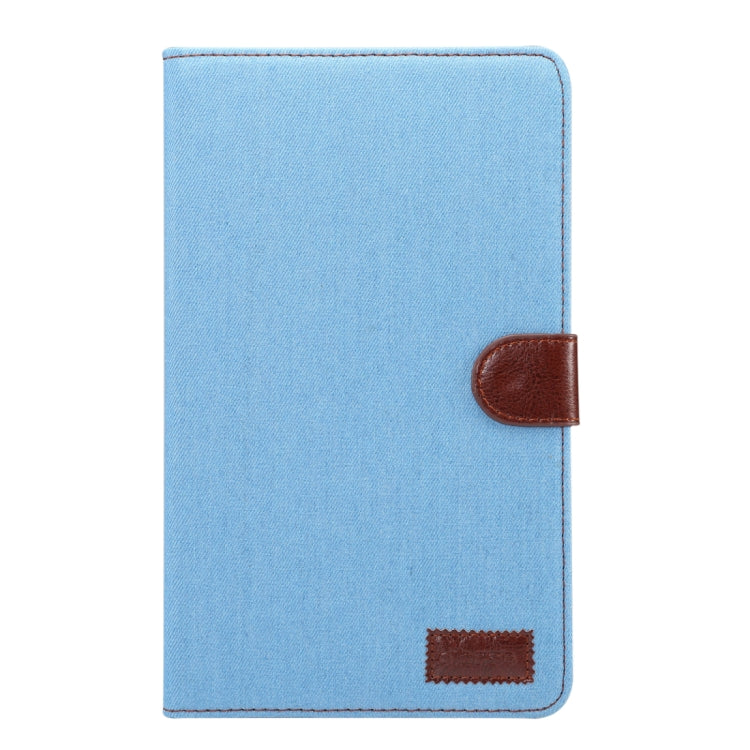 For Galaxy Tab A 8.0 (2017) / T380 / T385 Denim Texture PU Leather Case with Holder & Card Slots & Wallet(Baby Blue)
