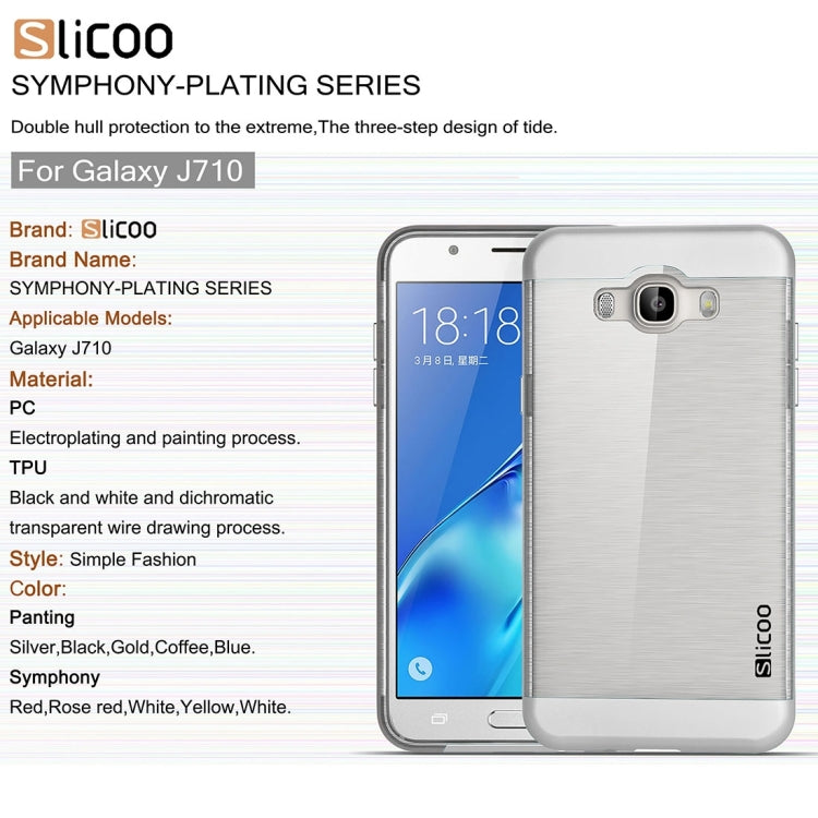 SLiCOO for Galaxy J7 (2016) / J710 Concise Fashion Separable Brushed Texture TPU + Electroplating PC Combination Case