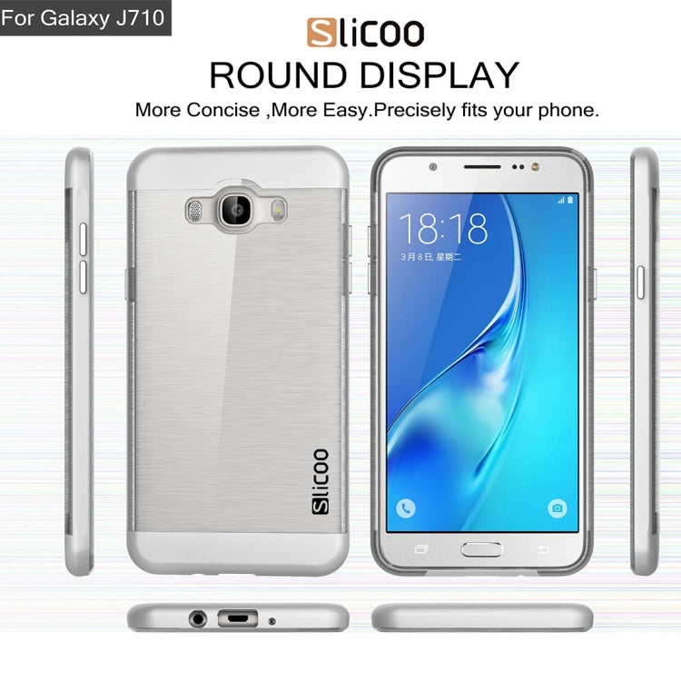 SLiCOO for Galaxy J7 (2016) / J710 Concise Fashion Separable Brushed Texture TPU + Electroplating PC Combination Case