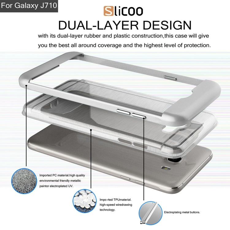 SLiCOO for Galaxy J7 (2016) / J710 Concise Fashion Separable Brushed Texture TPU + Electroplating PC Combination Case