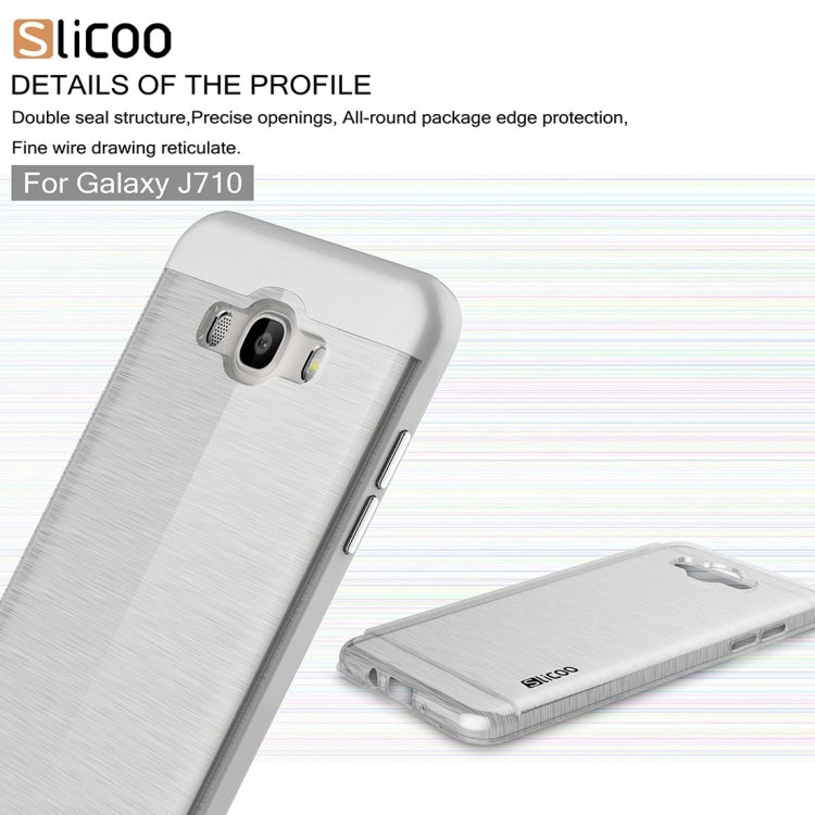 SLiCOO for Galaxy J7 (2016) / J710 Concise Fashion Separable Brushed Texture TPU + Electroplating PC Combination Case
