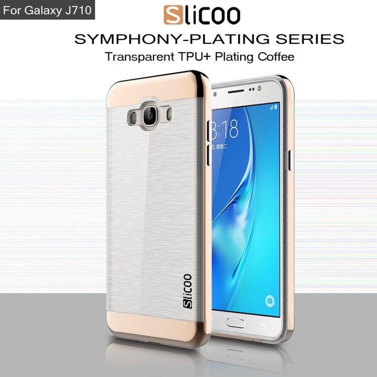 SLiCOO for Galaxy J7 (2016) / J710 Concise Fashion Separable Brushed Texture TPU + Electroplating PC Combination Case