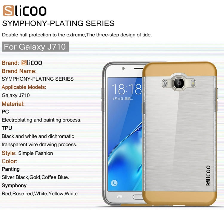 SLiCOO for Galaxy J7 (2016) / J710 Concise Fashion Separable Brushed Texture TPU + Electroplating PC Combination Case