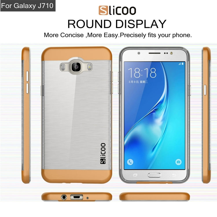 SLiCOO for Galaxy J7 (2016) / J710 Concise Fashion Separable Brushed Texture TPU + Electroplating PC Combination Case