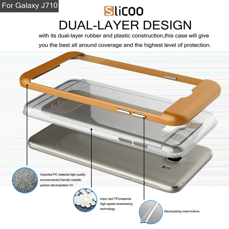 SLiCOO for Galaxy J7 (2016) / J710 Concise Fashion Separable Brushed Texture TPU + Electroplating PC Combination Case