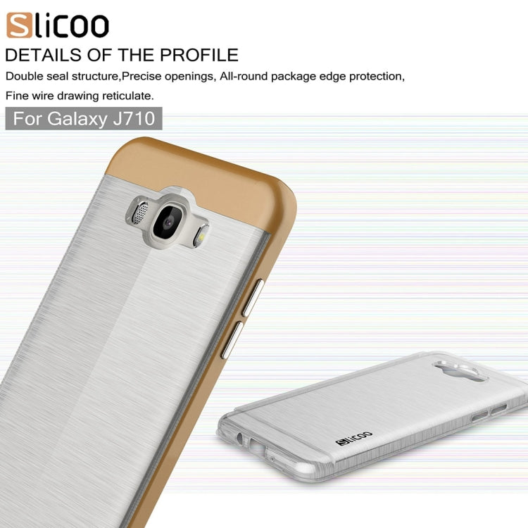 SLiCOO for Galaxy J7 (2016) / J710 Concise Fashion Separable Brushed Texture TPU + Electroplating PC Combination Case