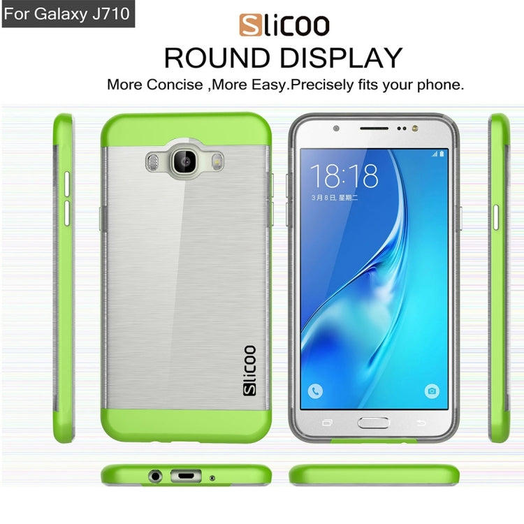 SLiCOO for Galaxy J7 (2016) / J710 Concise Fashion Separable Brushed Texture TPU + Electroplating PC Combination Case