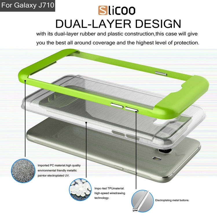 SLiCOO for Galaxy J7 (2016) / J710 Concise Fashion Separable Brushed Texture TPU + Electroplating PC Combination Case
