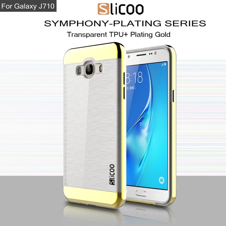SLiCOO for Galaxy J7 (2016) / J710 Concise Fashion Separable Brushed Texture TPU + Electroplating PC Combination Case