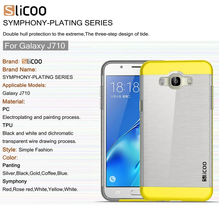 SLiCOO for Galaxy J7 (2016) / J710 Concise Fashion Separable Brushed Texture TPU + Electroplating PC Combination Case