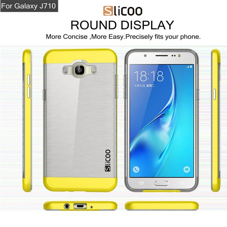 SLiCOO for Galaxy J7 (2016) / J710 Concise Fashion Separable Brushed Texture TPU + Electroplating PC Combination Case