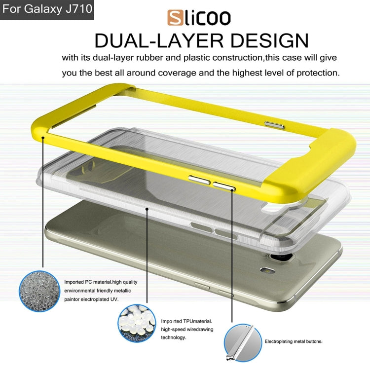 SLiCOO for Galaxy J7 (2016) / J710 Concise Fashion Separable Brushed Texture TPU + Electroplating PC Combination Case