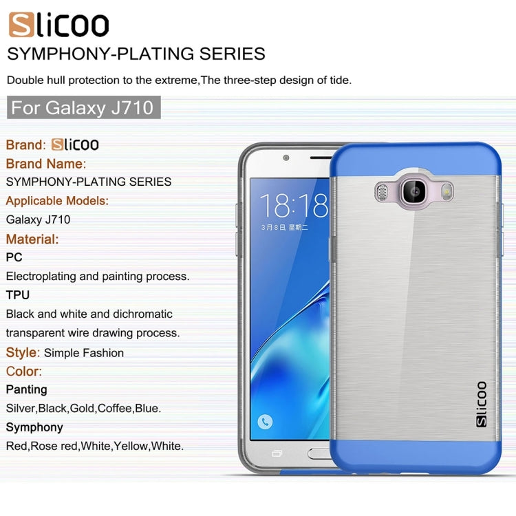 SLiCOO for Galaxy J7 (2016) / J710 Concise Fashion Separable Brushed Texture TPU + Electroplating PC Combination Case