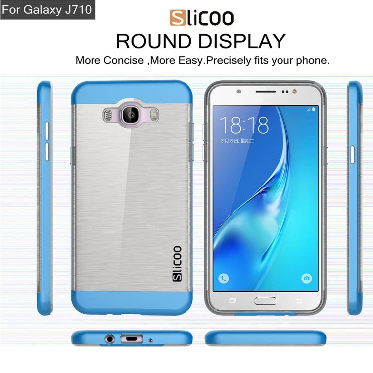 SLiCOO for Galaxy J7 (2016) / J710 Concise Fashion Separable Brushed Texture TPU + Electroplating PC Combination Case