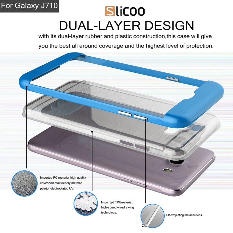 SLiCOO for Galaxy J7 (2016) / J710 Concise Fashion Separable Brushed Texture TPU + Electroplating PC Combination Case