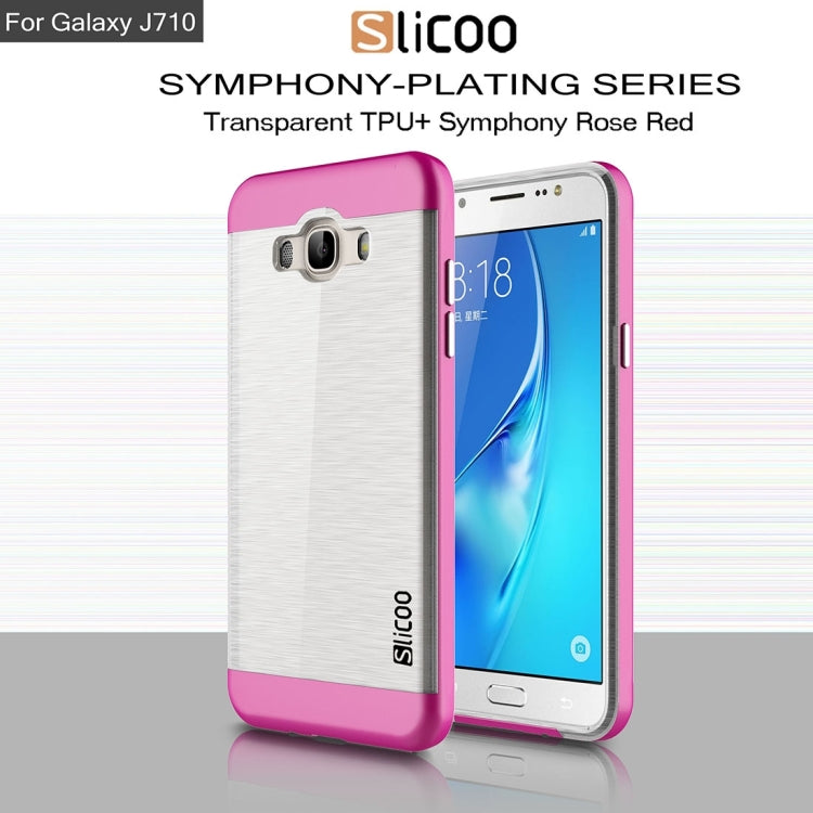 SLiCOO for Galaxy J7 (2016) / J710 Concise Fashion Separable Brushed Texture TPU + Electroplating PC Combination Case