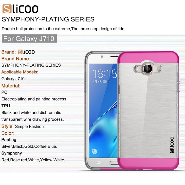 SLiCOO for Galaxy J7 (2016) / J710 Concise Fashion Separable Brushed Texture TPU + Electroplating PC Combination Case