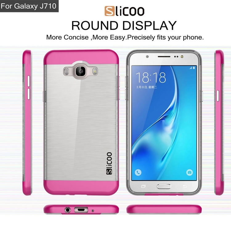 SLiCOO for Galaxy J7 (2016) / J710 Concise Fashion Separable Brushed Texture TPU + Electroplating PC Combination Case