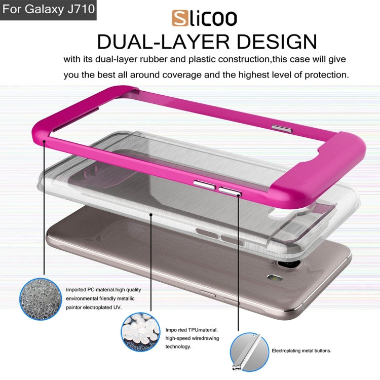 SLiCOO for Galaxy J7 (2016) / J710 Concise Fashion Separable Brushed Texture TPU + Electroplating PC Combination Case