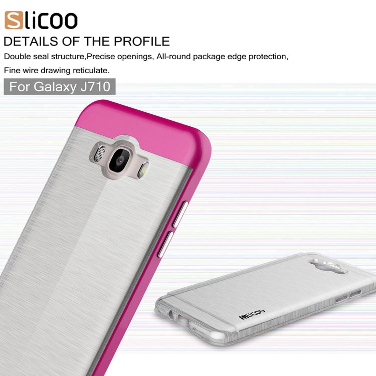 SLiCOO for Galaxy J7 (2016) / J710 Concise Fashion Separable Brushed Texture TPU + Electroplating PC Combination Case