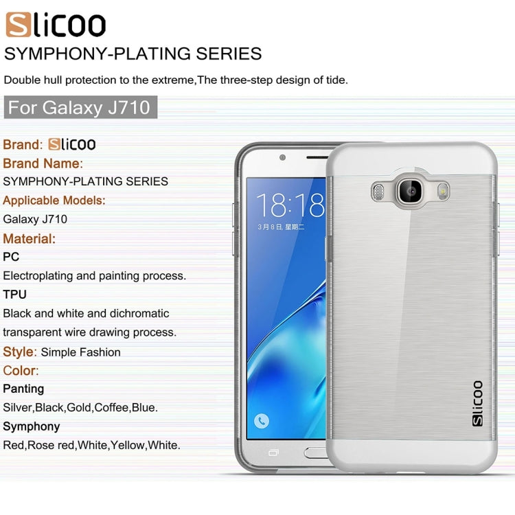 SLiCOO for Galaxy J7 (2016) / J710 Concise Fashion Separable Brushed Texture TPU + Electroplating PC Combination Case