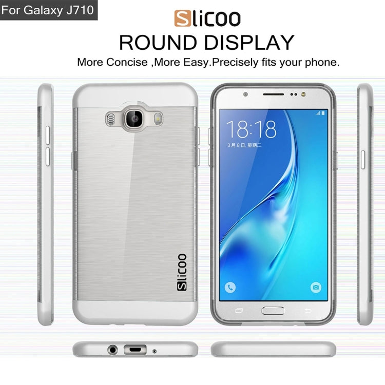 SLiCOO for Galaxy J7 (2016) / J710 Concise Fashion Separable Brushed Texture TPU + Electroplating PC Combination Case