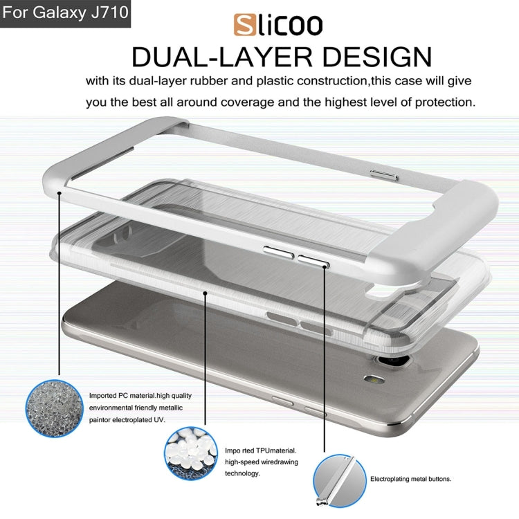 SLiCOO for Galaxy J7 (2016) / J710 Concise Fashion Separable Brushed Texture TPU + Electroplating PC Combination Case