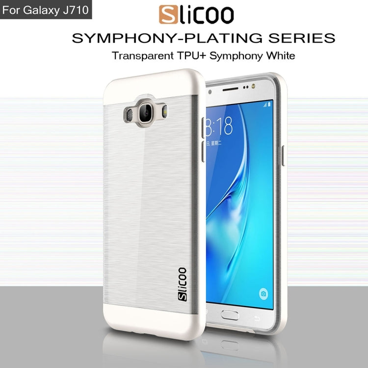 SLiCOO for Galaxy J7 (2016) / J710 Concise Fashion Separable Brushed Texture TPU + Electroplating PC Combination Case