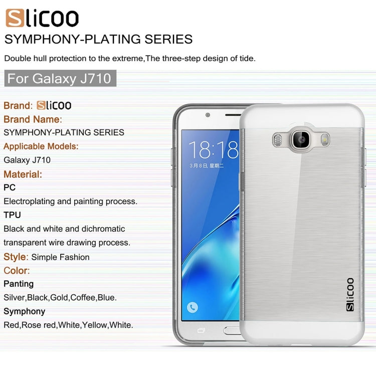SLiCOO for Galaxy J7 (2016) / J710 Concise Fashion Separable Brushed Texture TPU + Electroplating PC Combination Case