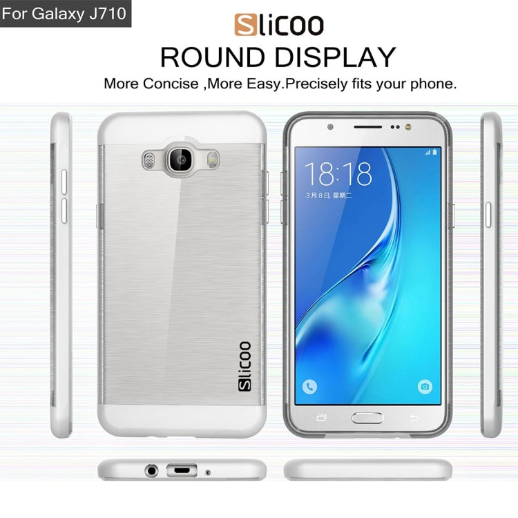 SLiCOO for Galaxy J7 (2016) / J710 Concise Fashion Separable Brushed Texture TPU + Electroplating PC Combination Case