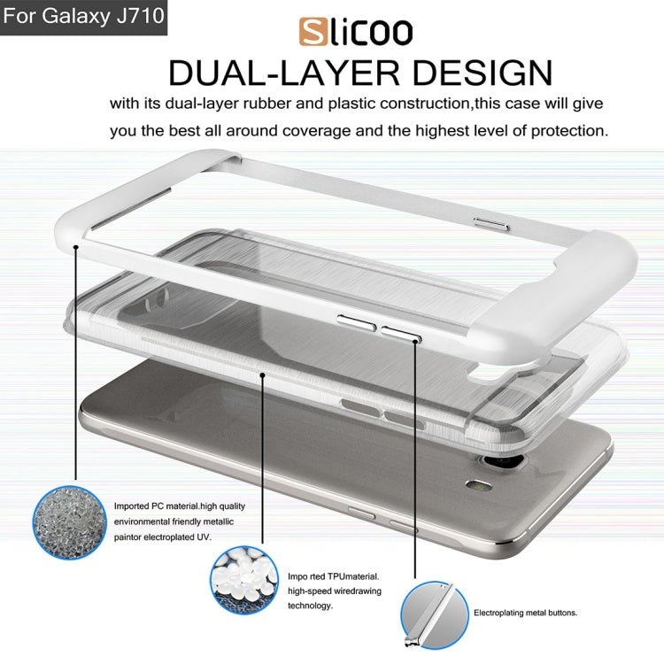 SLiCOO for Galaxy J7 (2016) / J710 Concise Fashion Separable Brushed Texture TPU + Electroplating PC Combination Case
