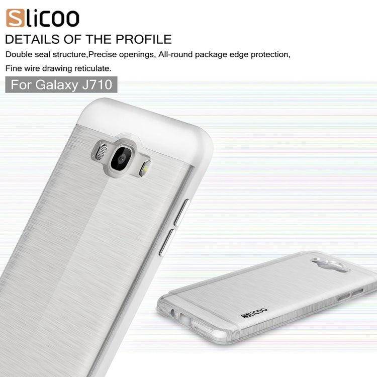 SLiCOO for Galaxy J7 (2016) / J710 Concise Fashion Separable Brushed Texture TPU + Electroplating PC Combination Case