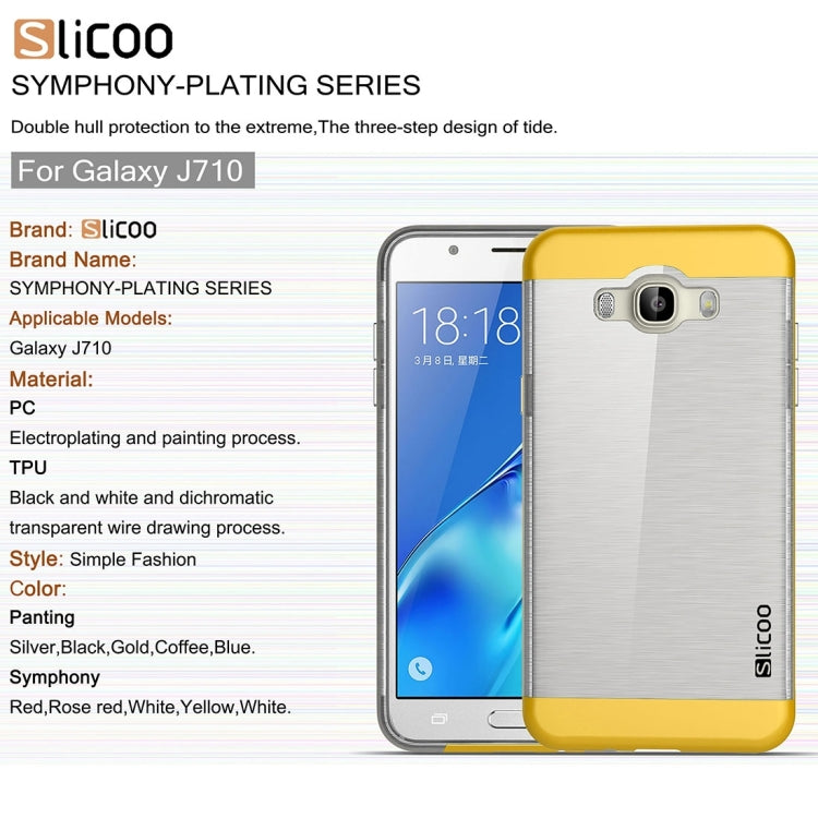 SLiCOO for Galaxy J7 (2016) / J710 Concise Fashion Separable Brushed Texture TPU + Electroplating PC Combination Case
