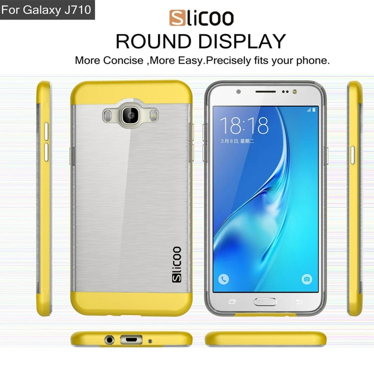 SLiCOO for Galaxy J7 (2016) / J710 Concise Fashion Separable Brushed Texture TPU + Electroplating PC Combination Case