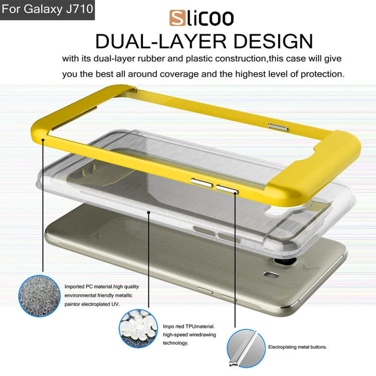 SLiCOO for Galaxy J7 (2016) / J710 Concise Fashion Separable Brushed Texture TPU + Electroplating PC Combination Case