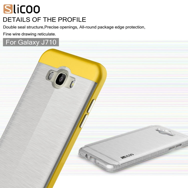 SLiCOO for Galaxy J7 (2016) / J710 Concise Fashion Separable Brushed Texture TPU + Electroplating PC Combination Case
