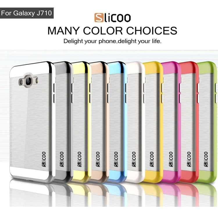 SLiCOO for Galaxy J7 (2016) / J710 Concise Fashion Separable Brushed Texture TPU + Electroplating PC Combination Case