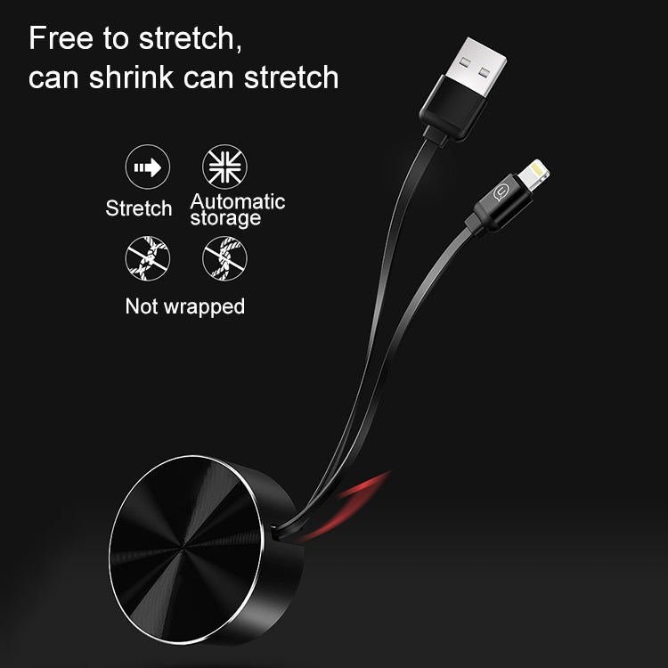 US-SJ163 1m Roll up Retractable Flat Cord Organizer USB to Micro USB Fast Charging Data Cable, For Galaxy, HTC, Google, LG, Sony, Huawei, Xiaomi, Lenovo and Other Smartphones